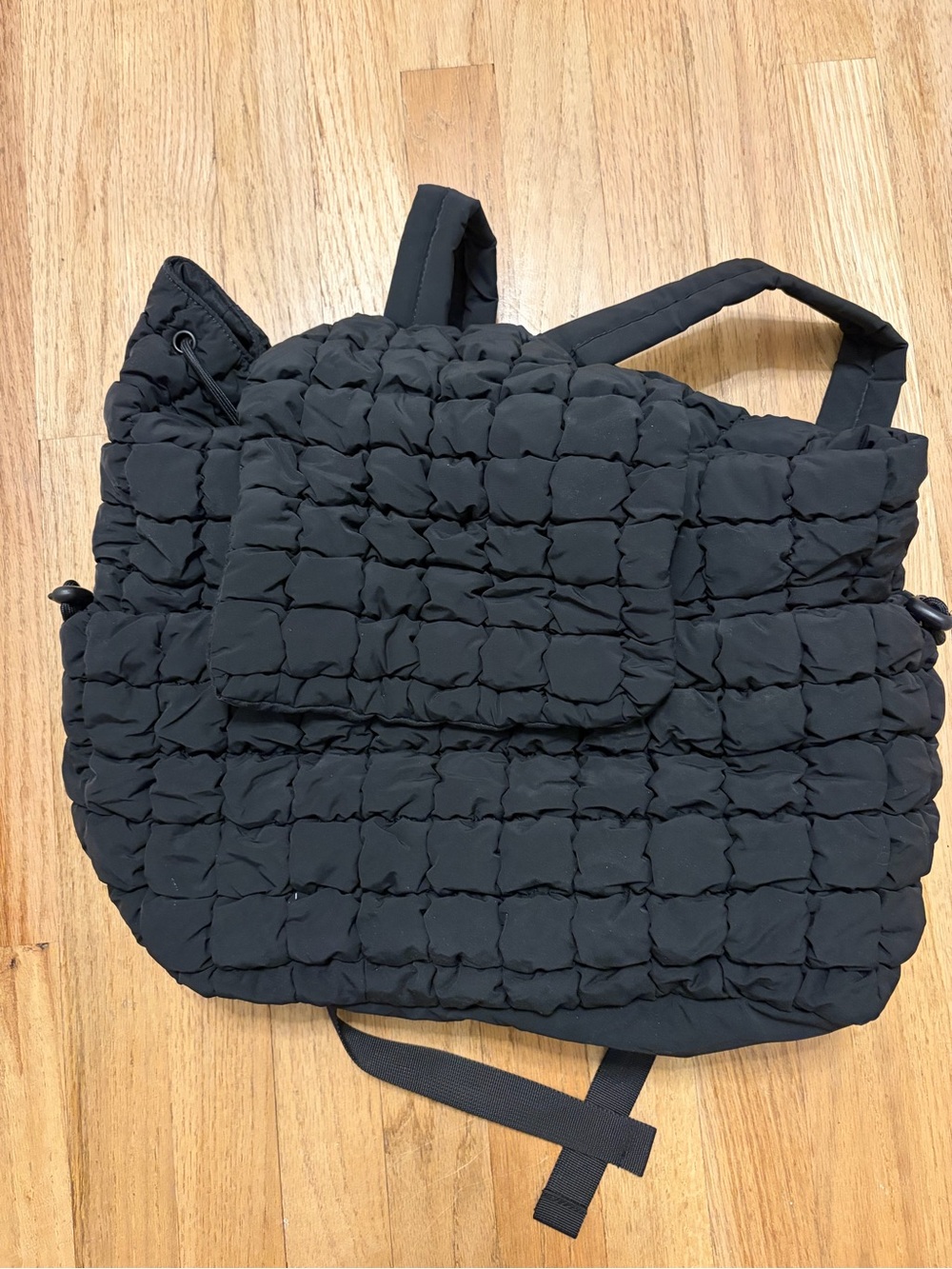 Quilted Puffer Tote Bag - Black